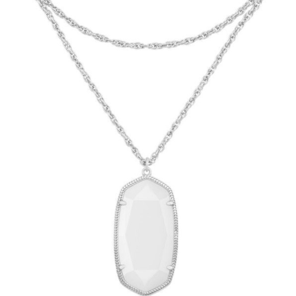 NWT Kendra Scott Rae Necklace in silver & white